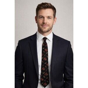 MARSHALL FIELD’S PAISLEY SILK TIE BLACK RED ITALY CLASSIC MEN’S EUC